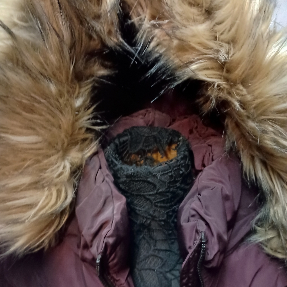 Madden‎ Girl Purple Puffer Coat With Fur Hood - Picture 6 of 11